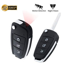 HD 1280x1024 Pixel Car Key Mini Camera with Night Vision/Motion Detection/TF Card(Black)